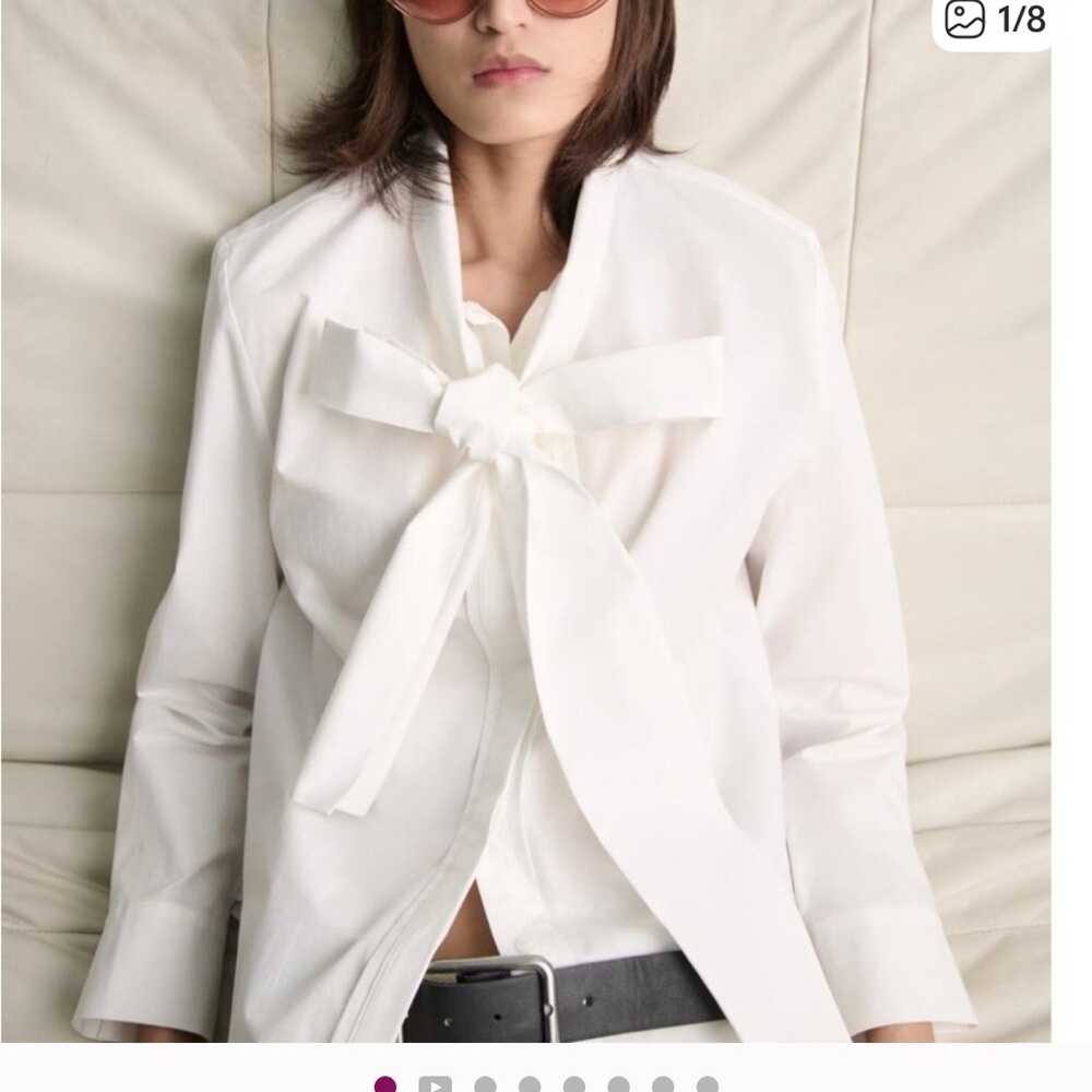 Zara bow blouse white small nwt